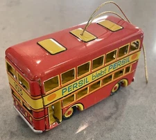 Vintage Tin PERSIL bus 103 doubled decker Christmas Tree Ornament ZZ Germany 