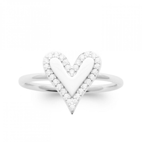 Bague En Argent Massif - Cœurs, Améthystes Et Zirconiums - Taille 54 - Occasion