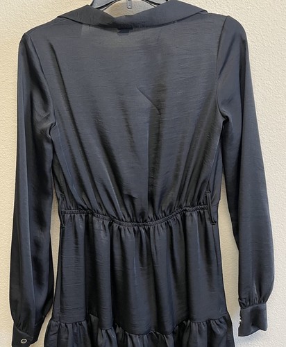 River Island Long Sleeve Mini Dress US Size 6 in Black Button Cuff NEW - Picture 11 of 11