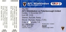 2017/18 AFC WIMBLEDON v PETERBOROUGH 2-2 LGE ONE @ KINGSMEADOW 12.11.17 ATT 4220