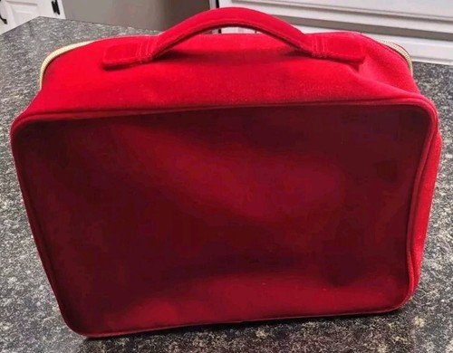 Estee Lauder Train Case Bag 2023 Limited Edition ~Red Velvet~ with Handle - Picture 3 of 7