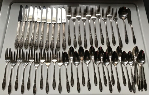 51 pc Flatware Set CHATEAU Heirloom Plate Oneida Silver 1934 Service for 10 - Picture 9 of 9