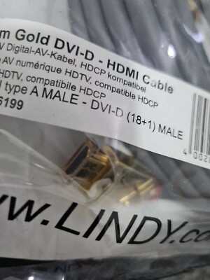 Câble DVI Lindy 15 M Or – Liaison Dual Link – Neuf