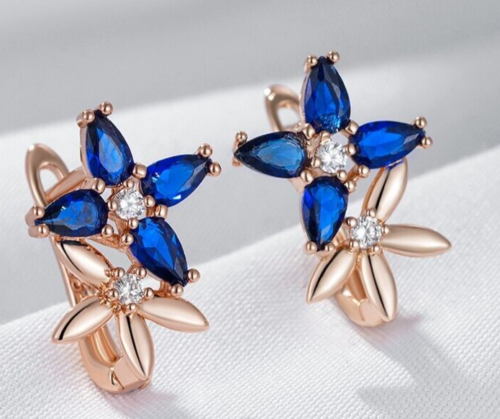 Elegant 585 RG Rose gold rose gold with Natural sapphire 3.2 gr Flower Drop...