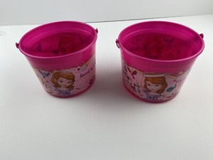 lot of 2 sofia the first pink pails buckets easter basket