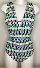 M S Plunge Tummy Control Swimsuit Multicoloured