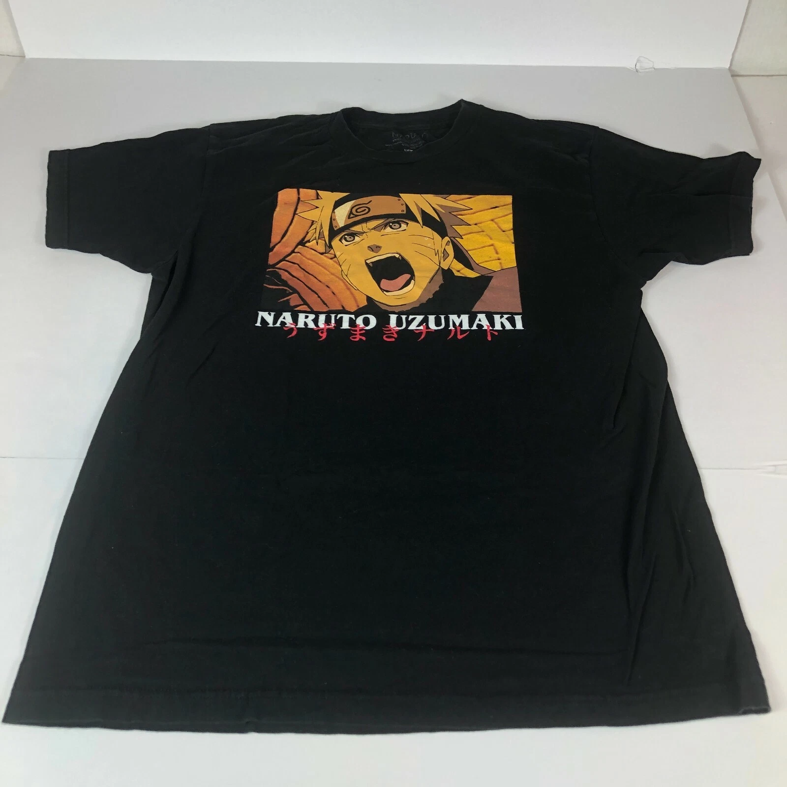 Naruto Uzumaki Shirt Men's Large Black Colorful Graphic Print 2002 Anime