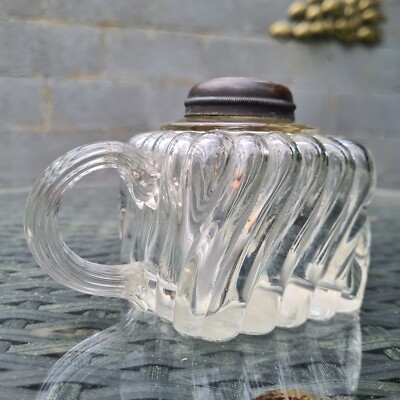 Original viktorianische Baccarat Glas Finger Kammer Öllampe Schrift Sellerie Griff
