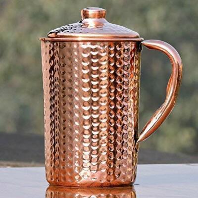 100% Pure Hammered Copper Drinking Water Bottle – 1000ml – Bedroom Vessel For Health & Yoga