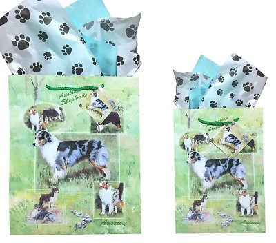Pet Dogs Breed Gift Bags Set of Two Paw Tissue Paper - Bob-Tails - Ruth Maystead