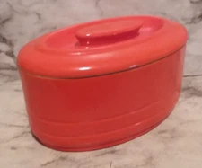 Westinghouse Hall China Co. Mid Century Atomic Orange Fridge Dish Made In USA