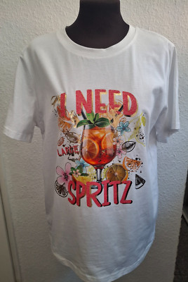 Italy Oversized  I need Aperol Spritz Shirt T Shirt 34,36,38,40,42kl weiß T9