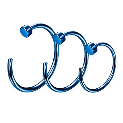 Titanium Surgical Steel Silver Rose Gold Black Nose Stud Ring Hoop Body Piercing - Picture 12 of 15