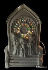 VINTAGE BYRON MOLDS 1978 CERAMIC 3 ANGELS AT CHURCH STAINED GLASS SEE DESC 