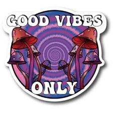 Good Vibes Only Psychedelic Mushroom Tie Dye Magnet Decal, 5 Inches