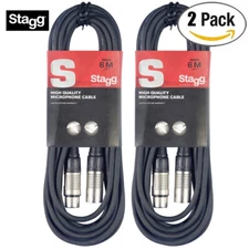 2-PACK Stagg SMC6 20FT/6M XLR Male to XLR Female High Quality Microphone Cable