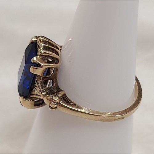 Vintage Samsan Mid Century Blue Spinel 10K Ring - Picture 5 of 5