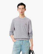  125 Lacoste Men's Crew Neck Cotton Sweater - Medium - Grey Chine -New With Tag