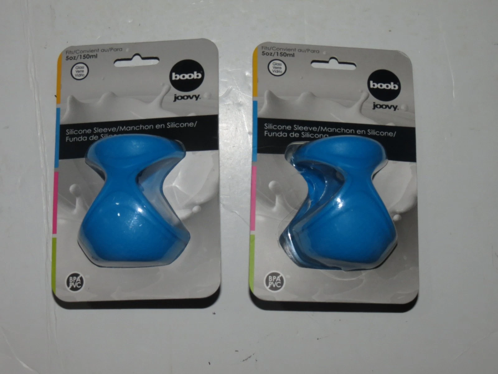 t9 Lot of 2 Joovy Boob 5oz Ounce Bottle Sleeve BLUE in Color Silicone fits 5 oz