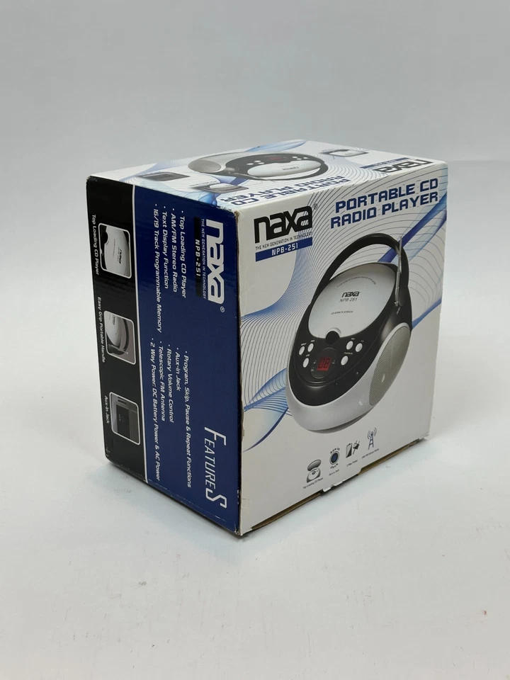 Reproductor de CD portátil Naxa NPB251 con radio AM/FM - negro nuevo en caja Foto 2 de 4