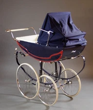 Vintage Royale Baby Carriage,  Navy Blue ,England , Pram, 1970’s