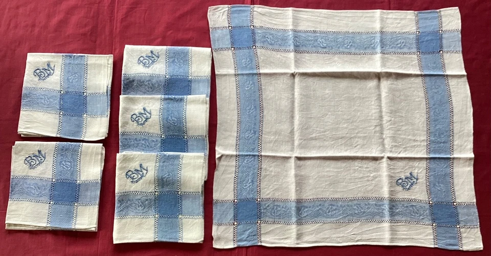 Lot de 6 serviettes de table brodées, monogramme BM, 57 x 55 cm - Photo 2/3
