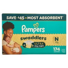 Pampers Swaddlers Ultra Day Night Diapers, 174ct, Newborn Up to 10lbs