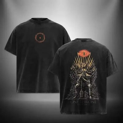 Lord Sauron Vintage Washed Oversized Graphic Tee Retro Hot Movie Y2k Streetwear