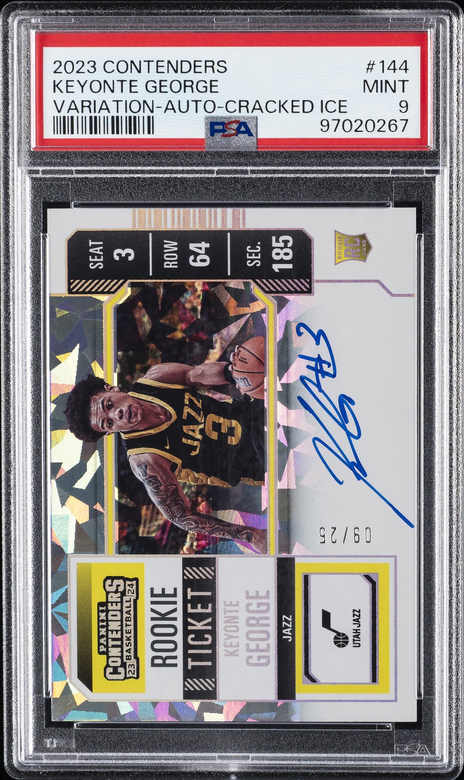2023 CONTENDERS VAR-AUTO-CRACKED ICE #144 KEYONTE GEORGE 9/25 PSA 9