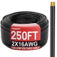 250FT 16 Gauge 2x16AWG Low Voltage Black Landscape Lighting Garden Wire