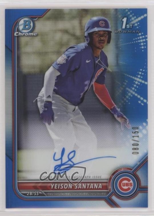 2022 Bowman Chrome Prospect Blue Refractor /150 Yeison Santana #CPA-YS Auto 0q4s