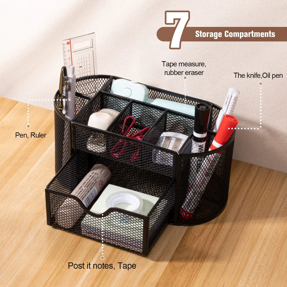 MumdoYAL Organizzatore da scrivania organizer per ufficio in metallo a maglia - Immagine 3 di 4