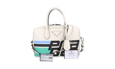 PRADA Leder Mirage Schulter Hand Arbeits Tasche - Weiss Schwarz - NEU