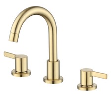 Clean Modern 8" Widespread Brushed Brass Bathroom Faucet with High-Arc Spout