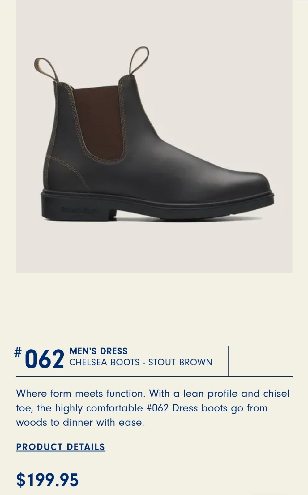 Blundstone 062 Mens Brown Leather Chelsea Boots Size 11