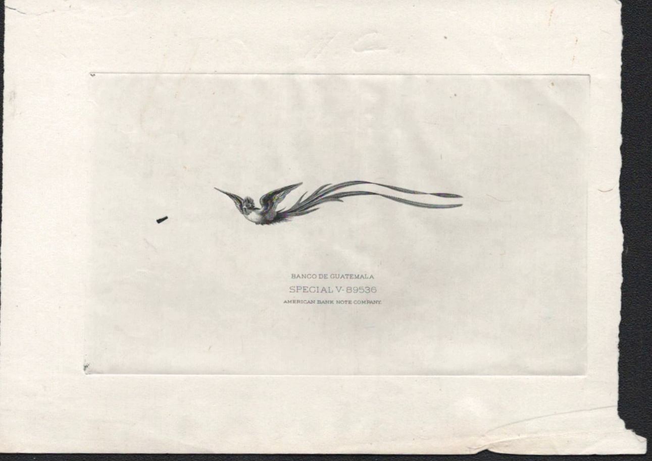 Guatemala Proof ABNC Quetzal V-89536 -Very Scarce Item - Nice, Clear Impression