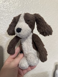 Jellycat Bashful Fudge Puppy Dog 7" Small Plush Chocolate Brown And Cream