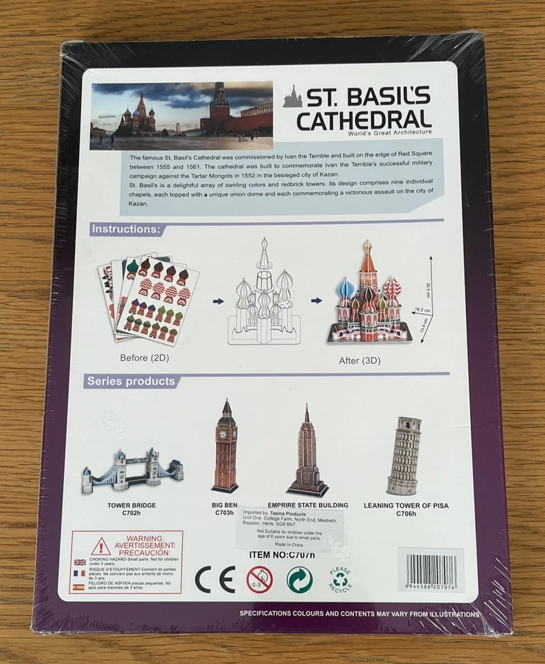 Rare St Basil's Cathedral 46 Piece 3D Jigsaw Puzzle Cubic Fun Brand New Sealed - Image 2 of 4