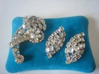 Vtg.SIGNED, WEISS SET/LOT LARGE BROOCH AND EARRINGS CRYSTAL RHINESTONES DAZZLING