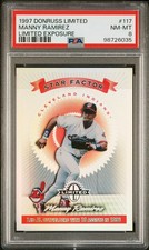 1997 DONRUSS LIMITED EXPOSURE STAR FACTOR #117 MANNY RAMIREZ PR 40 PSA 8 NM-MT