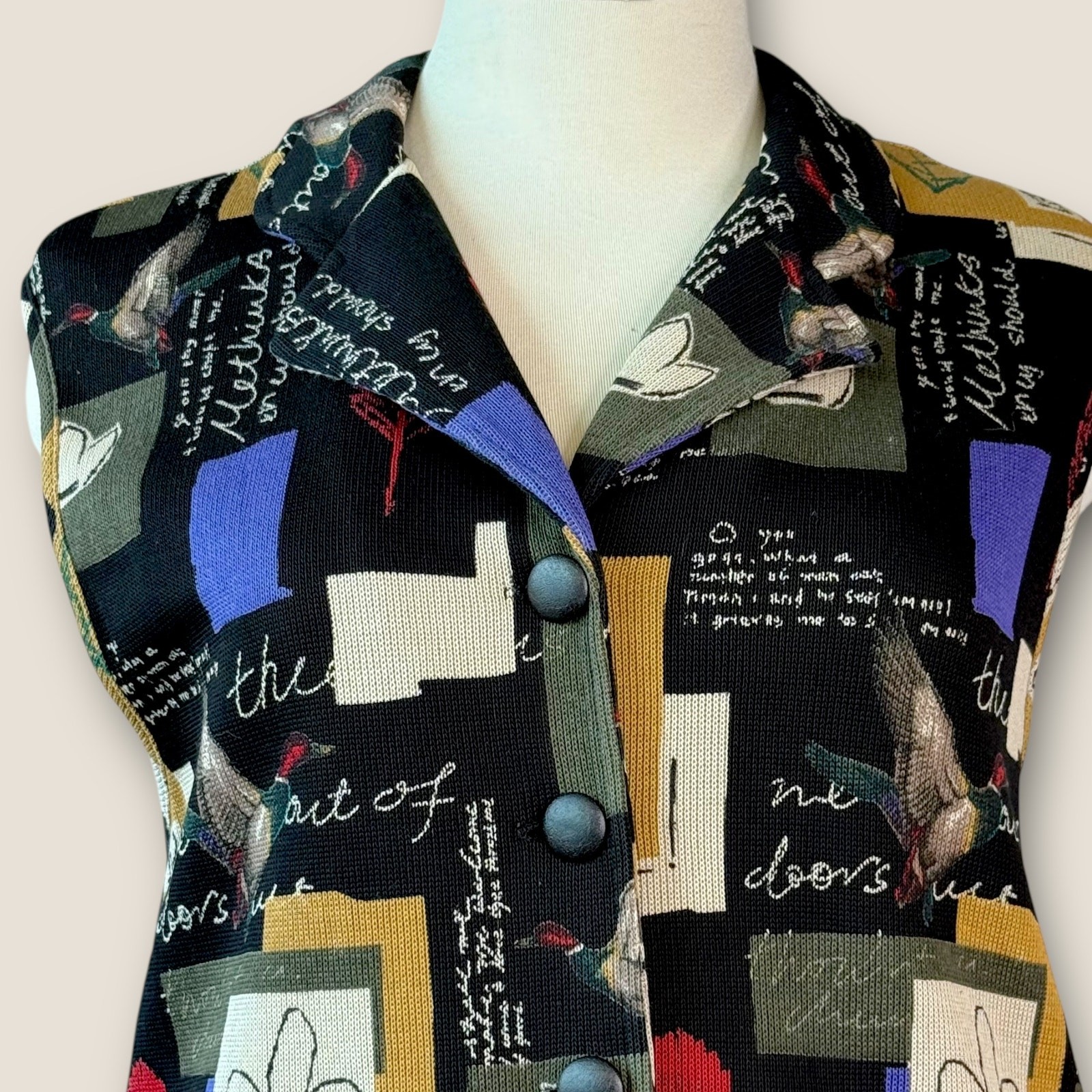 Supply & Demand Vintage Patchwork Button Up Knit … - image 5