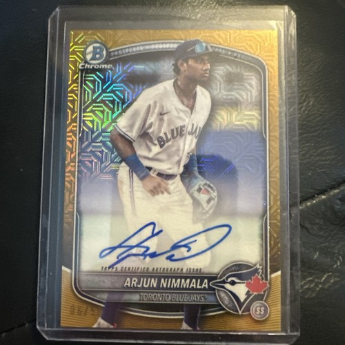 2025 Bowman Chrome #BMA-AN - Arjun Nimmala - Auto Gold Mojo Refractor #d 06/50