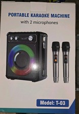 Portable Karaoke Machine with 2 Microphones Model: T-03 Only 2 Batteriesincluded