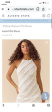 Altar'd State Mini Dress White Halter Tie Straps Sleeveless Party Designer