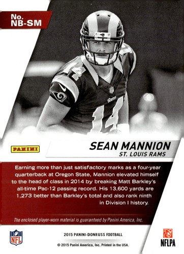 2015 Donruss #NB-SM Sean Mannion New Breed Jerseys - Picture 2 of 2