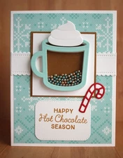 Handmade HAPPY HOT CHOCOLATE SEASON  hot cocoa SHAKER Christmas card kit of 4