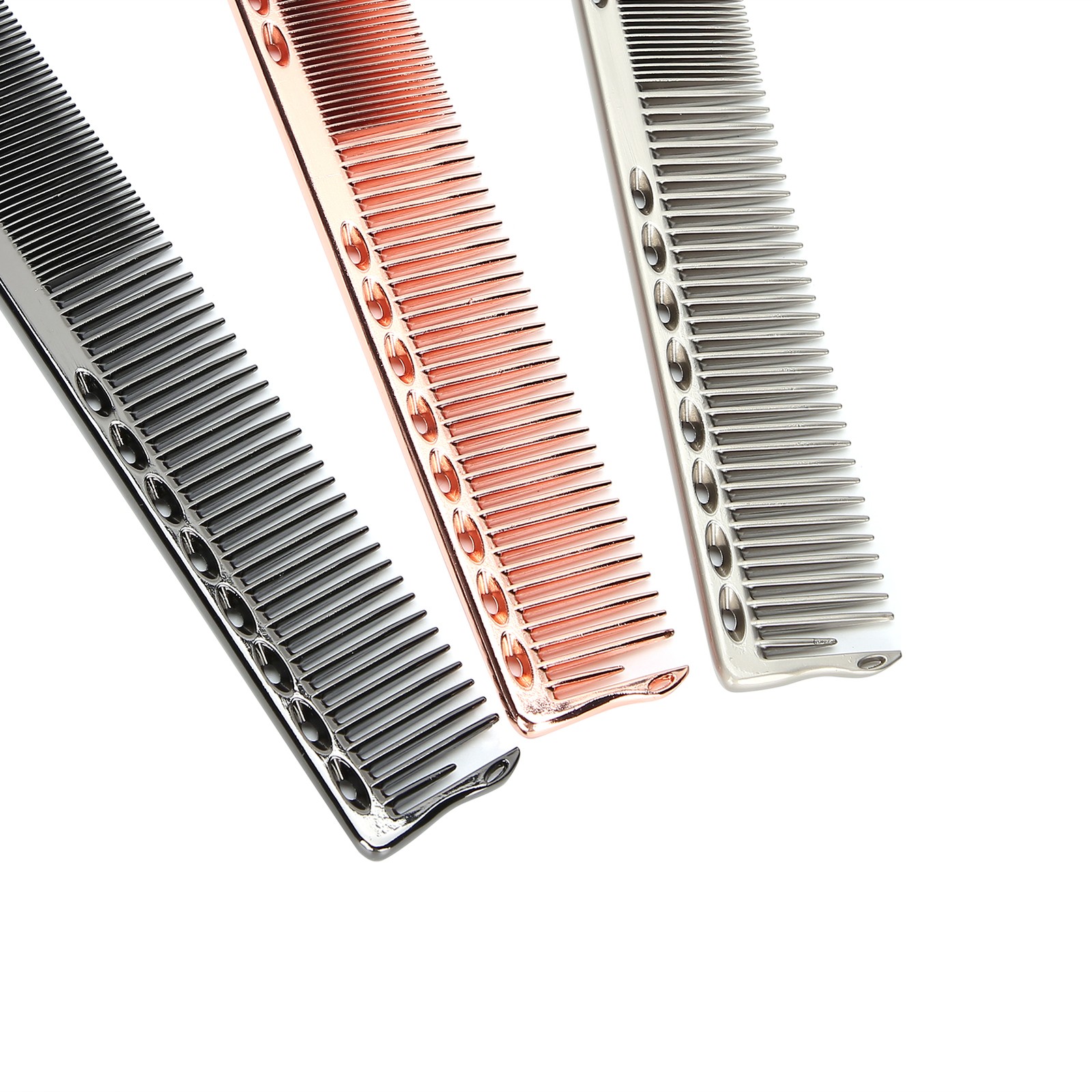 3pcs Space Aluminum Comb Set AntiStatic Wide Fine Tooth Hair Brush Hairdress BLW