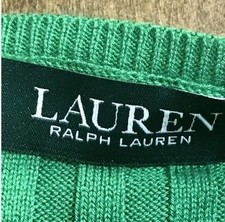 Ralph Lauren Sweater Women's Medium 3/4 Sleeves Green/Navy NWT