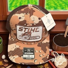 Stihl Vintage Chainsaw Patch Richardson 112 Trucker Hat Desert Camo / Brown