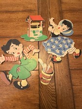 Vintage Dolly Toy Co Jack and Jill Nursery Wall Hanging Thick Cardboard 4 Piece